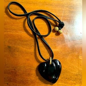 Baccarat crystal black Heart Pendant Necklace